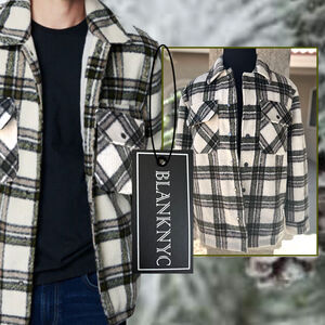 Blank NYC Mens Oversize 30% Wool Plaid Jacket Size M